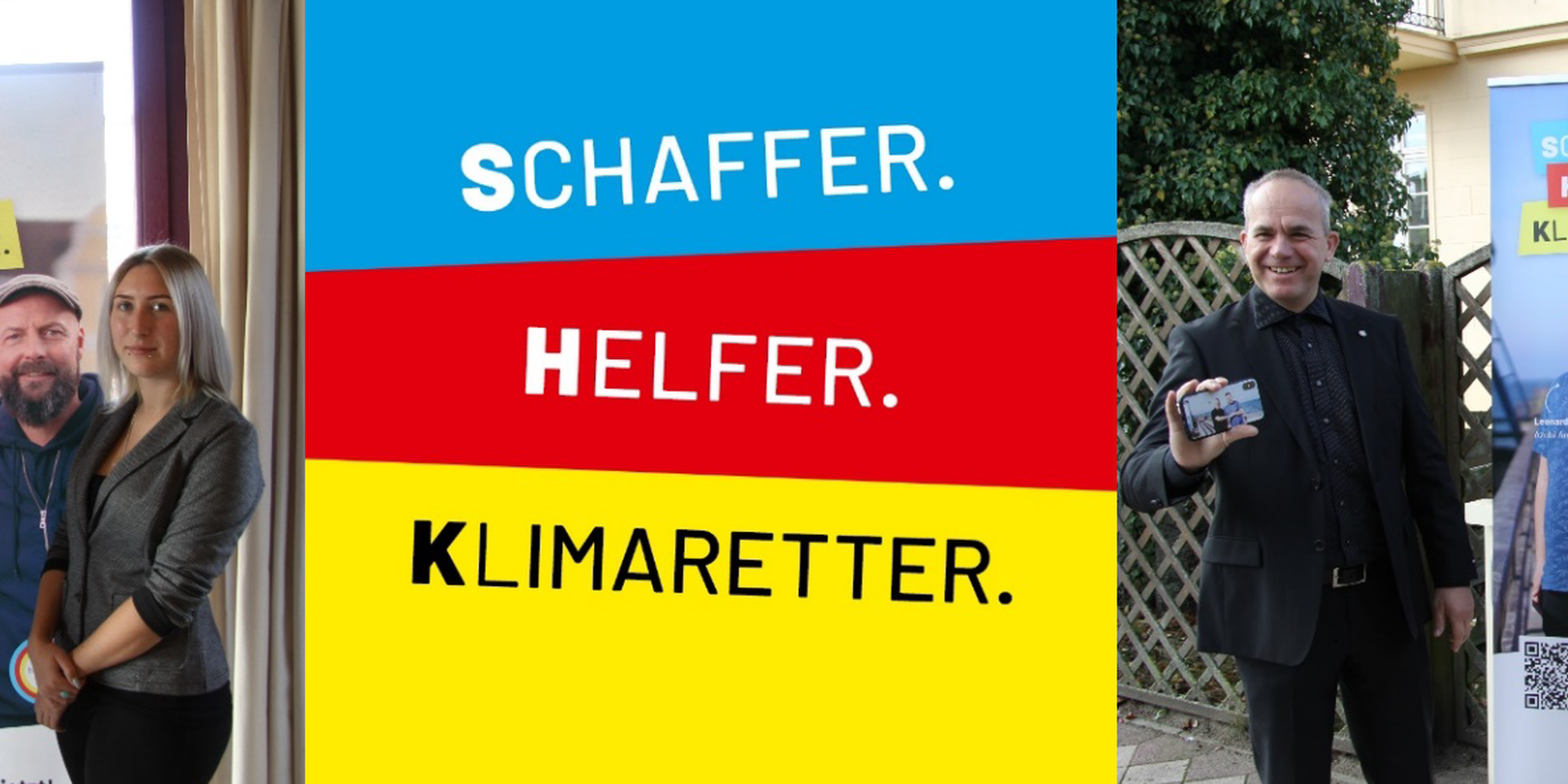 Eine Frau und ein Mann schauen in die Kamera