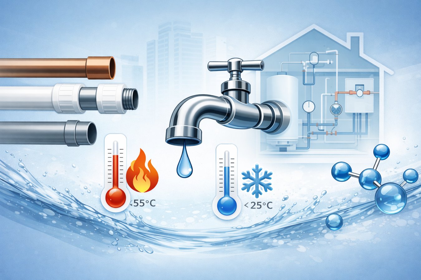 Titelbild zur Veranstaltung Einfluss von Werkstoffen und Temperaturen auf die Trinkwasserinstallation